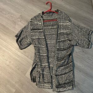 Charlotte Russe Black and Gray Open-Front Cardigan